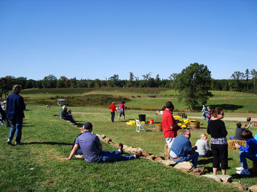 Horseback riders enjoy a ride through the Rosemont vineyard on grape-stomping Harvest Festival Day